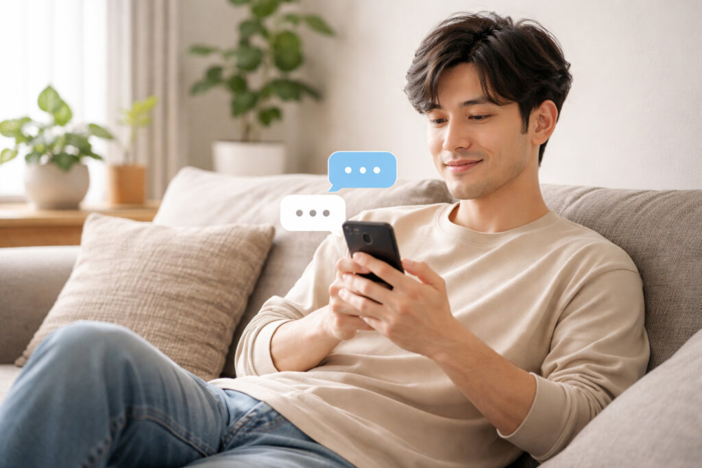 男性_ソファー_スマホ_チャット