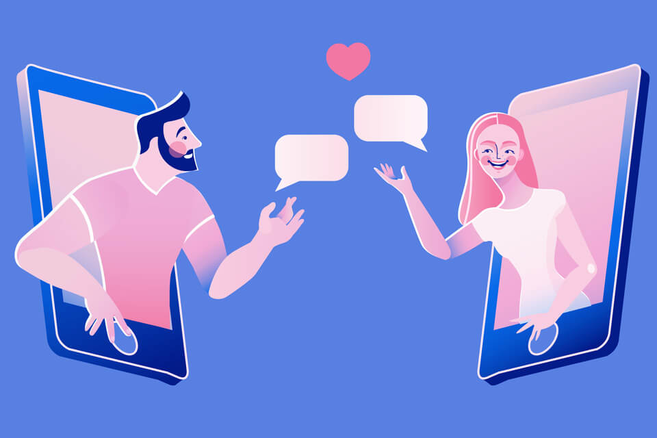 イラスト_恋人_スマホ_会話