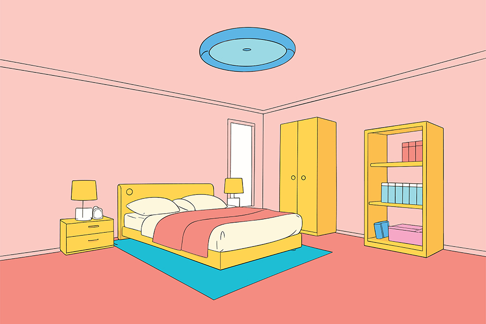 イラスト_部屋_ベッド