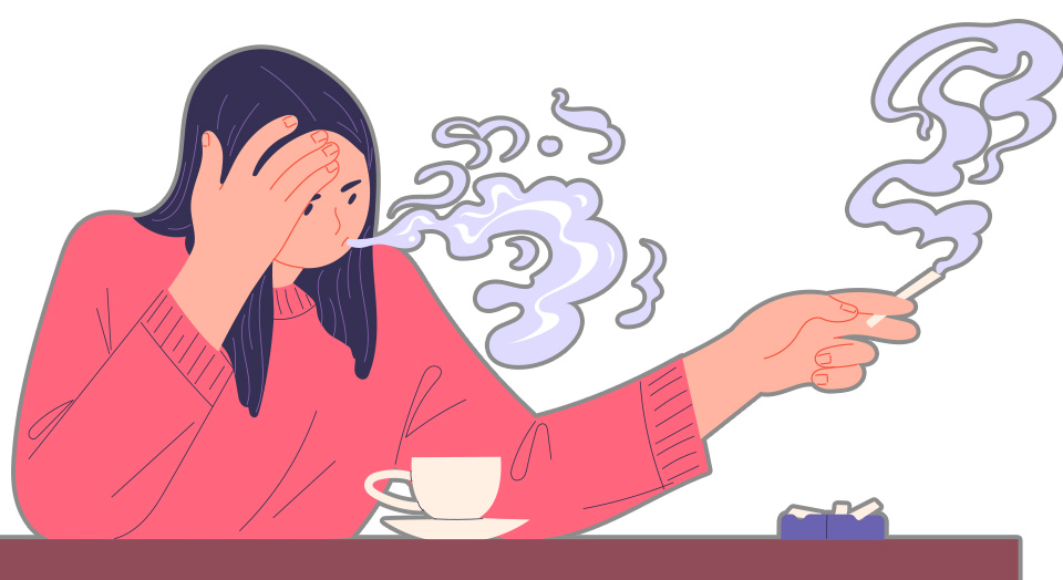 イラスト_女_タバコを吸う_煙