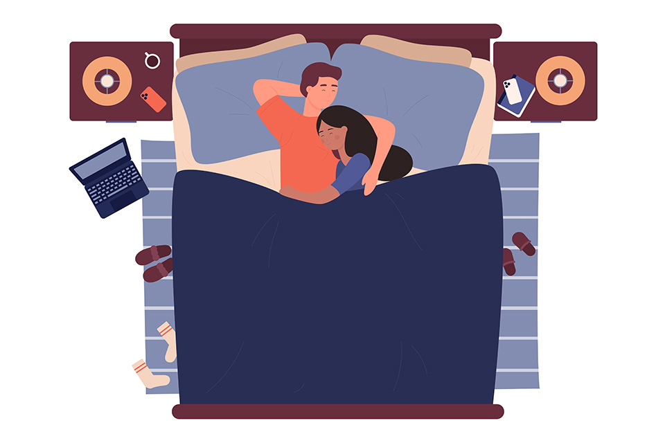 イラスト_恋人_ベッド