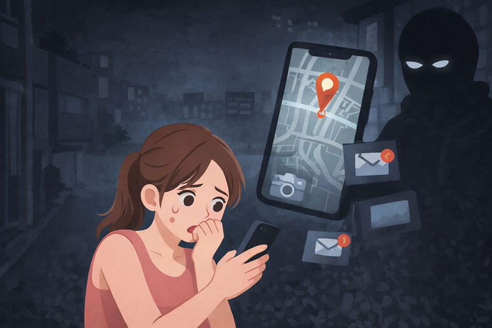 イラスト_女_スマホ_地図